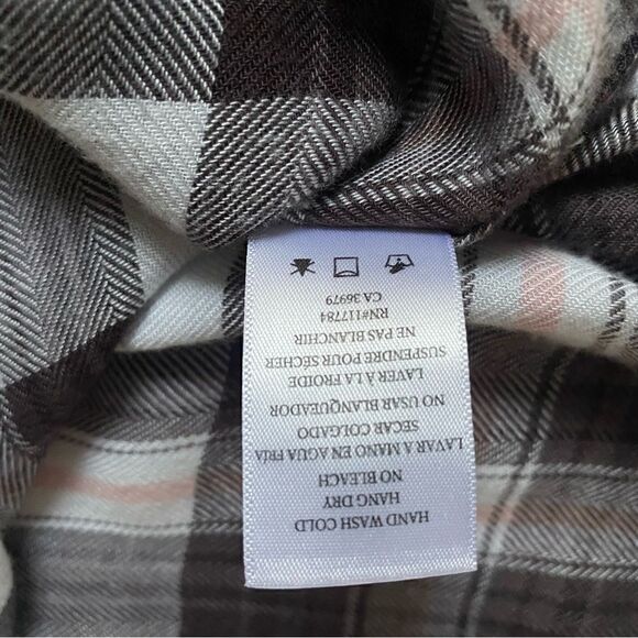 RAILS Hunter plaid Shirt White Grey Peach button down long sleeve top - Picture 7 of 13